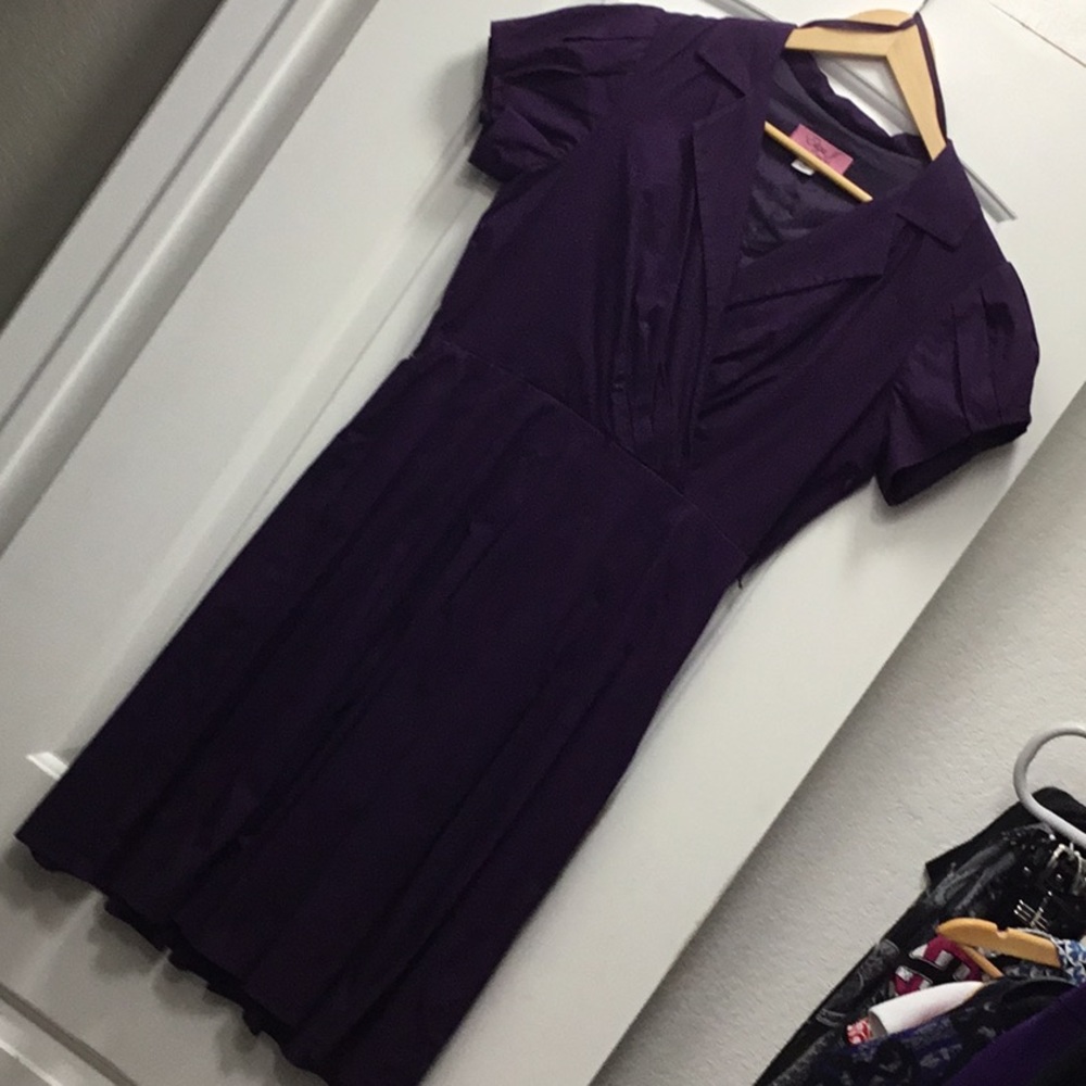 Eliza J Pleated Dark Purple Dress